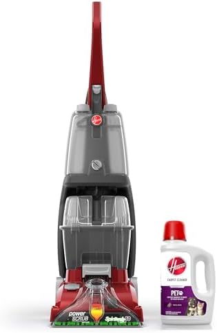 Hoover Power Scrub Deluxe Carpet Cleaner Machine with Paws & Claws Carpet Cleaning Solution (64oz), FH50150, AH30925 by Hoover