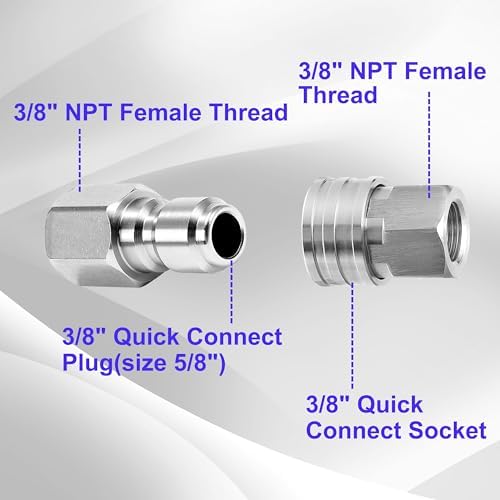 M MINGLE Pressure Washer Adapter, 2 Sets 3/8 Inch NPT Quick Connect Fitting - Image 3