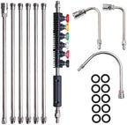 Xiny Tool Pressure Washer Extension Wand, 10 Pack Power Washer Lance with 6 Atomization Nozzle Tips,1 Gutter Cleaner Attachment Curved Rod, 1/4" Quick Connect, 4000 PSI by XinyTool