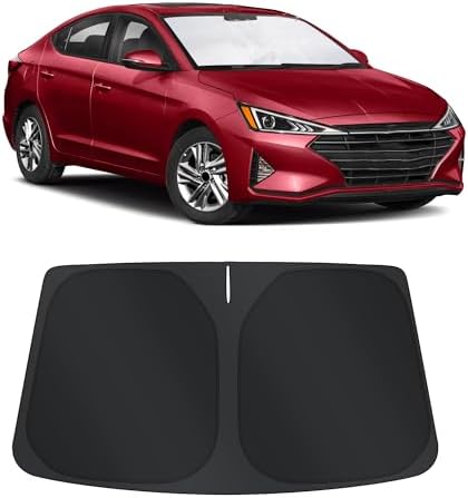 TINGLU Sun Shade for Hyundai Elantra 2017-2020 Accessories Windshield Sun Shade Window Shade UV Rays Protection Sun Visor Cover with Steering Wheel Sunshade Storage Bag by TINGLU