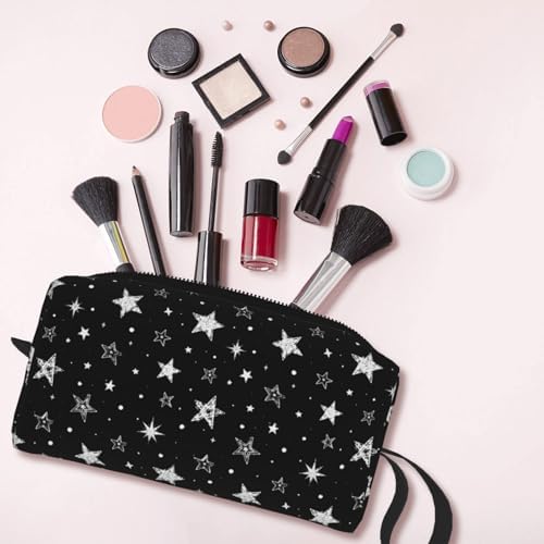 Cute Doodle Stars Makeup Bag for Women with Wrist Strap | Durable 600D Oxford Fabric, Impact-Resistant & Compact, Travel Cosmetic & Makeup Organizer for Gym & Daily Use - Image 6