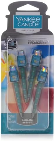 Yankee Candle Car Air Fresheners Car Vent Stick Bahama Breeze Scented Includes 4 Odor Neutralizing Sticks Each Lasts Up To 2 Weeks by YankeeCandle