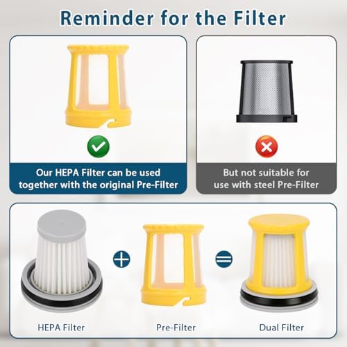 4 Pack HEPA Filter Replacement Compatible with Fanttik Slim V8 Apex / V9 Mix / V10 Mix/Slim V10 Apex Cordless Car Vacuum Cleaner, Washable and Reusable HEPA Filters - Image 5