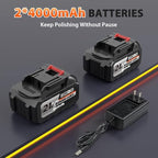 Cordless Car Buffer Polisher Kit, 2x4000mAh 21V Batteries, 6-Inch Orbital Car Polisher, 8 Variable Speeds, LED Display, 18-Piece Accessories for Waxing, Polishing & Scratch Removal - Image 4