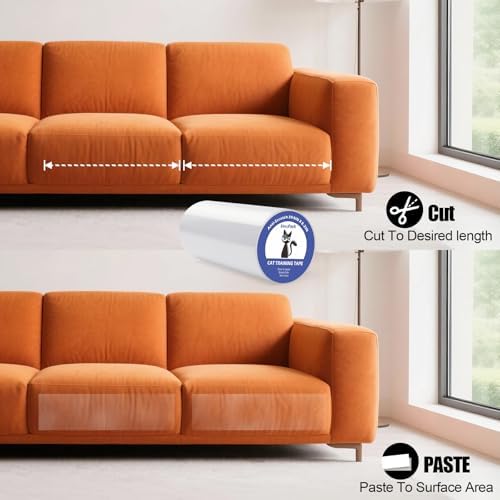 Cat Scratch Guard Tape, 394''x8.2'' Clear Anti Scratch Tape for Furniture, Single Sided Protective Film to Stop Cats & Dogs Scratching Sofa, Door, Walls, Car Interiors - Image 5