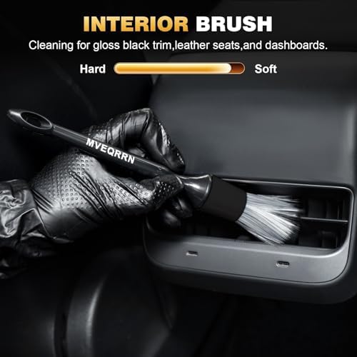 MVEQRRN 7PCS Car Detailing Brush Set,Boars Hair Detail Brush Kit(Black) - Image 3