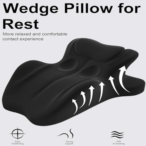 Ergonomic Memory Foam Wedge Pillow - 27° Inclined Multi-Position Use for Sleeping, Reading, Relaxation,Neck and Waist,Large (23.3" X 18.11" X 9.45") - Black - Image 5