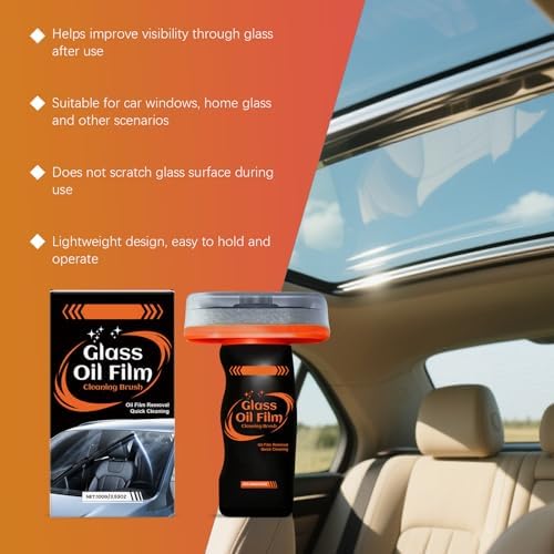 2PC Windshield Cleaner & Glass Oil Film Remover,100ml Car Glass Cleaner with Brush,Removes Oil,Grease & Fog,Wiper Residue, Anti-Fog Glass Emulsion Cleaner for Clear Driving Visibility - Image 3