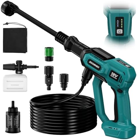 Cordless Portable Washer for Makita 18V Battery, 1000 PSI Portable Handheld Washer with Brushless Motor, 6-in-1 Nozzle, 3 Level Adjustable for Car Yard Fence Wall Clean (Battery Not Included) by Unknown