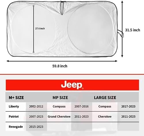 Windshield Sun Shade for Jeep Patriot Renegade 2015-2024 2025 2026 - Image 6