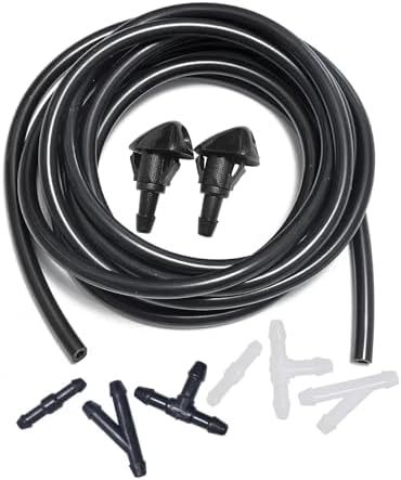 Front Windshield Washer Nozzles Kit forHonda Acura Civic 87-05, CRV 96-11,HR-V 99-06,Accord 03-08,RSX 02-06,TSX 04-06 Replaces 76810-SWA-E01 Wiper Spray Washer Jet with 3M Fluid Hose & 6 Connectors by YIENAKFUNAutoPart