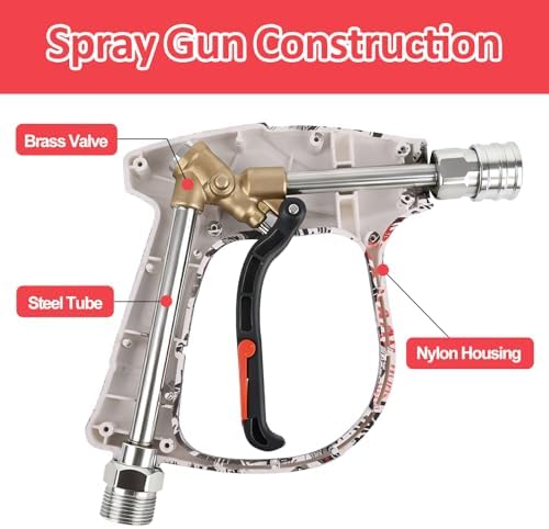 BEAR FORCE Pressure Washer Gun Up to 3000 PSI with Undiluted Mini Foam Cannon Set, 5 Spray Nozzles, Power Washer Spray Gun with 3/8'' Swivel Quick Connect, M22-15mm Connector, Car Wash, Car Detailing - Image 6