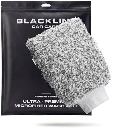 Blackline Microfiber Car Wash Mitt 9"x11" - Scratch & Swirl-Free Plush by BlacklineCarCare