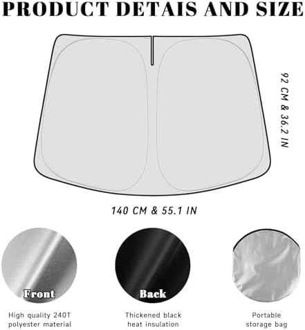 Car Windshield Sun Shade for Tesla 2016-2026 Model 3 Highland Accessories (OEM Design) Reflective Foldable Heat Insulation Sunshade for Ultimate Protection - Image 5