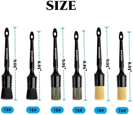 MVEQRRN 6 Pcs Car Detailing Brush Set, Boars Hair & Soft Cleaning Brushes - Image 2