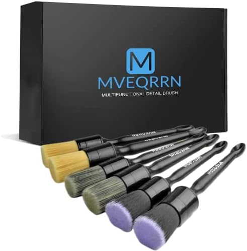 MVEQRRN 6 Pcs Car Detailing Brush Set, Boars Hair & Soft Cleaning Brushes by MVEQRRNcardetailbrushset