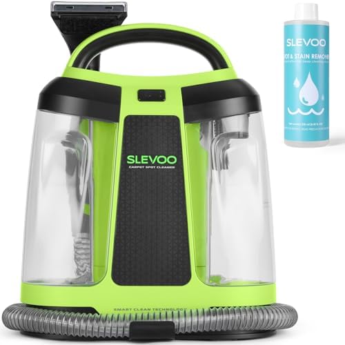 Slevoo 450W Portable Carpet Cleaner Machine with 1 Bottle Cleaning Solutions, Strong Suction Upholstery and Furniture Cleaner for Cleaning Stairs, Car Interiors, for Pet Footprint, Dust, Oil (Green) by ElevateEverydayLiving