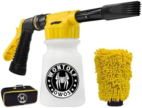 Wontolf Car Wash Foam Gun Foam Sprayer - Foam Cannon Garden Hose- Car Wash Kit - Snow Foam Blaster with Microfiber Wash Mitt + Storage Bag - Car Accessories for Men by Wontolf