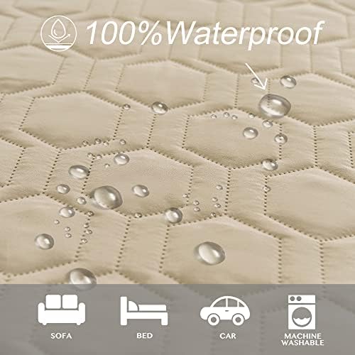 Waterproof Blanket Couch Cover for Dogs Non-Slip Pet Sofa Protector | Tcksstex Non-slip waterproof couch cover scratch resistant machine washable protects sofa bed car (68x82- Beige) - Image 2