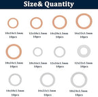 110pcs Oil Drain Plug Crush Washer Gasket Seal Assortment 50pcs Cooper and 60pcs Aluminum Oil Plug Washers-10mm 12mm 14mm 16mm 18mm O-105 - Image 2