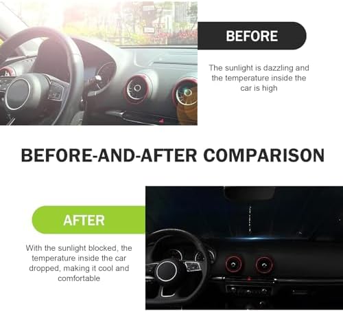 Car Window Shades, Front Window Sunshade Cover, Keep Vehicle Cool, Foldable Blocks Car Accessories (Black, 57x27In) - Image 4