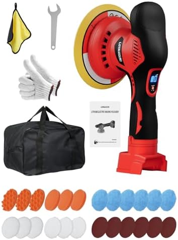 Cordless Car Polisher for Car Detailing Compatible, Red by LotaToolsPremiumSelection