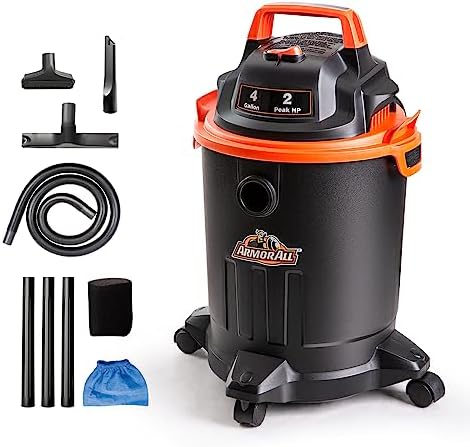 Armor All VO405P 0901 4 Gallon Wet/Dry Vac 2.0 Peak HP Shop Vacuum with Nozzles & Brush,Black/Orange by ArmorAll