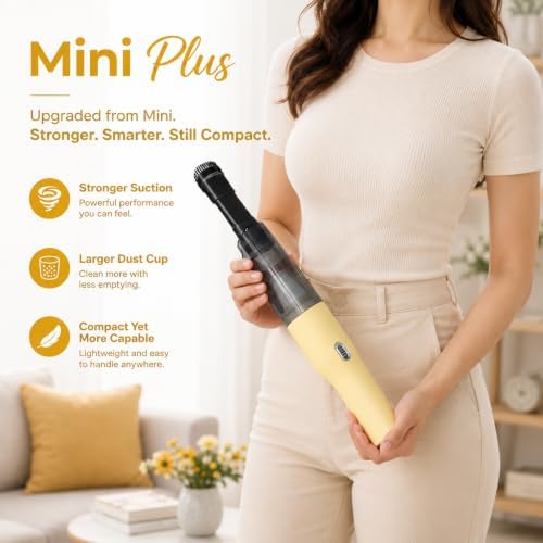 Mini Plus Handheld Vacuum Cordless, Rechargeable Car & Desk Cleaner, Yellow - Image 2