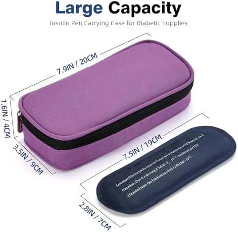 apollo walker Insulin Cooler Travel Case with Ice Packs and Insulation | TSA Approved Includes 2 x 90g ice packs for 9-hour cooling insulin pens & syringes for Diabetics to Carry (Purple) - Image 2