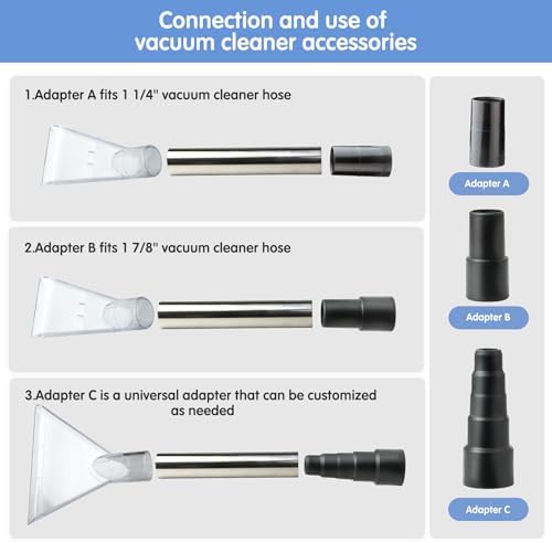 Universal Clear Vacuum Extraction Accessory with 1-1/4“,1-7/8” and 2-1/2” Adapter,Compatible with All Shop Vac Extractor,Wet Dry Vacuum Cleaner Attachments for Upholstery,Carpet Cleaning,Car Detailing - Image 6