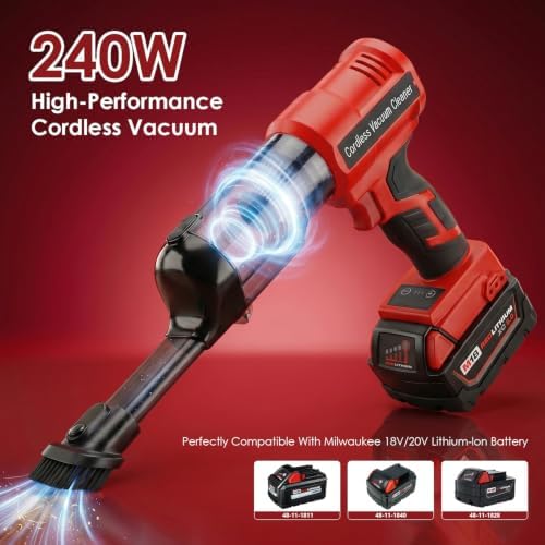DTEZTECH Cordless Vacuum Cleaner for Milwaukee M18 18V Battery, Electric Handheld Vacuum Cleaner with 105AW Powerful Suction, Portable Vacuum Cleaner for Floor,Carpet, Car, Home (Battery Not Included) - Image 2