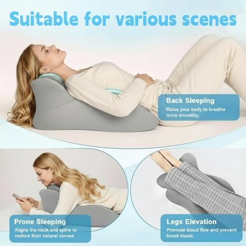 Wedge Pillow for Lovers, Multi-Purpose Orthopedic Support, Used for Acid Reflux, Leg Elevation After Operation, Back Pain Relief, Reading and Bed Rest (Upgrade (Grey) - Image 7