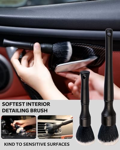 PRO Car Interior Cleaning Kit (9-Piece) - Deep Clean Tools for Leather, Dashboard & Upholstery | Boar Bristle Brush, Dual-Sided Scrub Sponge, Microfiber Towels, Polish Scrub Mitt, Detailing Brushes - Image 5