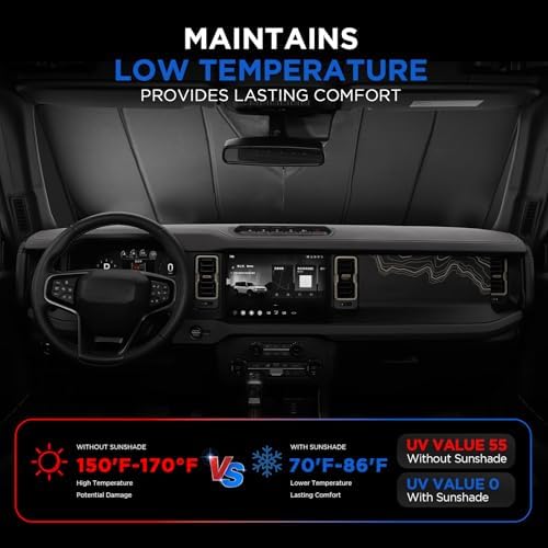 MAIKER OFF ROAD Windshield Sunshade Compatible with Ford Bronco 2019-2025 - Image 6