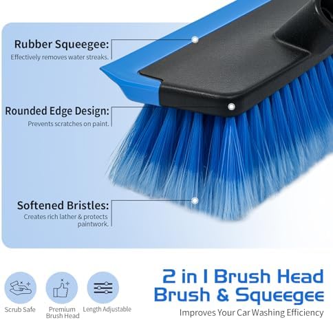 Ordenado 56" Car Wash Brush with Long Handle, Soft Bristle& Rubber Squeegee - Image 4