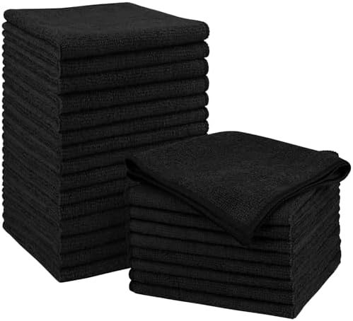 Orighty Microfiber Cleaning Cloth, Cleaning Rags, 24 Pack, 12x11 in, Black by AllRightinOrighty