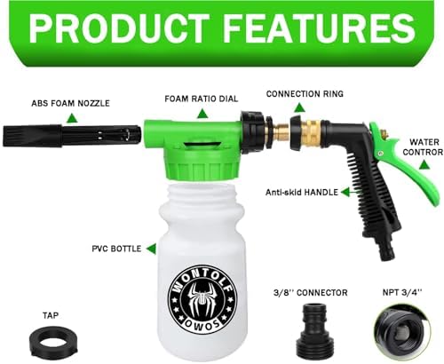 Wontolf Car Wash Foam Gun Foam Cannon Sprayer Kit with Car Wash Soap, Microfiber Car Wash Mitt, Storage Bag - Car Wash Kit - Snow Foam Blaster - Connects to Garden Hose - Car Accessories for Men - Image 6
