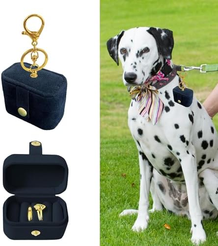 Small Wedding Ring Bearer Pillow Box for Dog Collar, Velvet Travel Mini Jewelry Holder Pouch Bridesmaid Gifts, Multi-Slots Earrings Storage Case for Women Girls, Pocket Size Necklaces Organizer(Navy) - Image 5