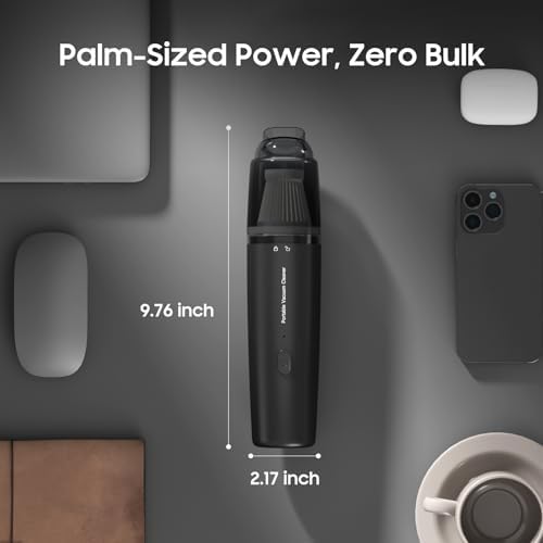 Handheld Vacuum Cordless, Car Vacuum Portable with 2 Suction Modes, Blow & Suction 2-in-1, Small Vacuum Cleaner for Car, Home, Pet Hair, Office, Desk, Keyboards (Dark) - Image 2