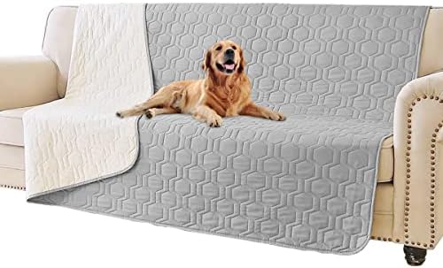 Waterproof Blanket Couch Cover for Dogs Non-Slip Pet Sofa Protector | Tcksstex Non-slip waterproof couch cover scratch resistant machine washable protects sofa bed car（52x82-Light Grey） by TcksstexFauxFurDogBedCover
