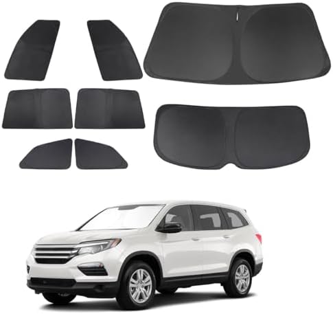 TINGLU Window Shades for Honda Pilot 2016-2026 EX-L Special Edition Elite Black Edition Touring Accessories Car Side Full Windows Rear Windshield Sun Shade Camping Sun UV Rays Privacy Protection 8PCS by TINGLU
