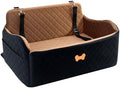 Car Seat for Large Size Dog, Booster Seat for Dogs Under 55 lbs or 2 Small Dogs, Soft Car Dog Bed Filling in Thick Memory Foam with 2 Safety Leashes and Storage Pocket (Brown/Black) by Unknown