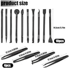 14 Pcs Plastic Crevice Cleaning Tool Car Detailing Spatula Set Black Scraper Tool Non-scratch Small Putty Knife Anti-static Tweezers for Tight Spaces - Image 2