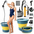 2026 Upgraded Portable Shower with Heater, 6000mAh Rechargeable Camping Shower Pump with LED Display, 3 Spray Modes 5 Gal Foldable Bucket, Outdoor Shower for Hiking RV Travel Pet Bath Car Washing by FCSJOST