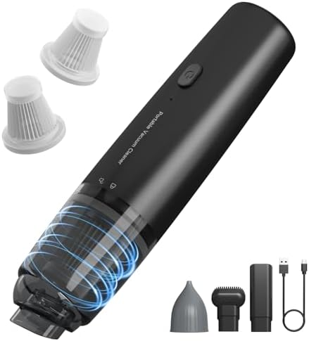 Handheld Vacuum Cordless, Car Vacuum Portable with 2 Suction Modes, Blow & Suction 2-in-1, Mini Vacuum Cleaner Rechargeable for Car, Home, Pet Hair, Office, Desk, Keyboards (Black) by A9life