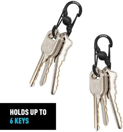 Nite Ize S-Biner MicroLock Stainless Steel - S-Biner with Locking Dual Sided Gates - Keep Keys Secure with Carabiner Key Holder - Black (2 Pack) - Image 5