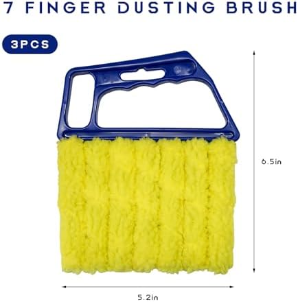 3 PCS Blind Cleaner Duster Tool, 7 Finger Detachable Duster Auto Air Conditioner Cleaning Tool, Washable Dusting Brush Handheld Cleaner for Vehicle Air Vents Blinds (Blue) - Image 2
