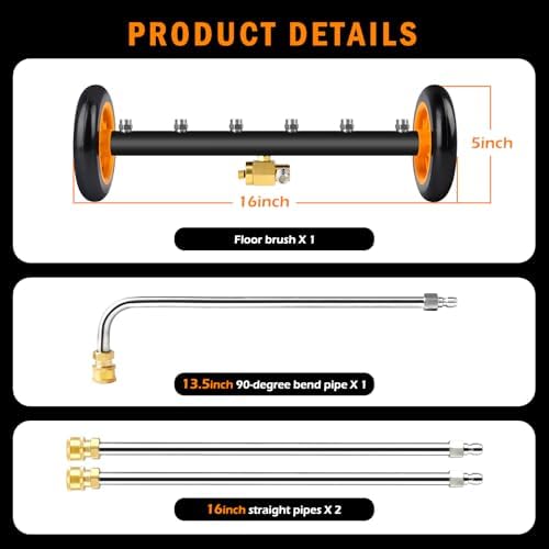 Undercarriage Pressure Washer Attachment with 6 Nozzles, 16" Water Broom - Image 4