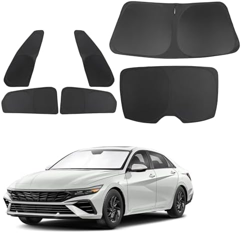 TINGLU Window Shades for Hyundai Elantra 2021-2025 2026 Accessories Car Side Full Windows Rear Triangular Windshield Sun Shade Sun UV Rays Privacy Protection 6PCS by TINGLU