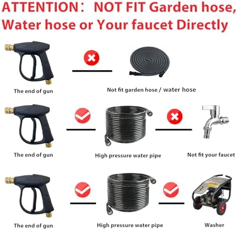 Sooprinse Short Pressure Washer Gun With Foam Cannon, High Pressure Snow Foam Lance, 1/4 Inch Quick Connector, Power Washer Blaster, Car Wash Mitt, 3000 PSI, 1 Liter - Image 2